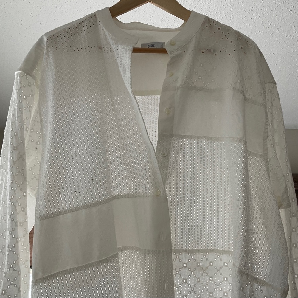 Closed, Nwot Eyelet Patchwork Button Down. White,… - image 1